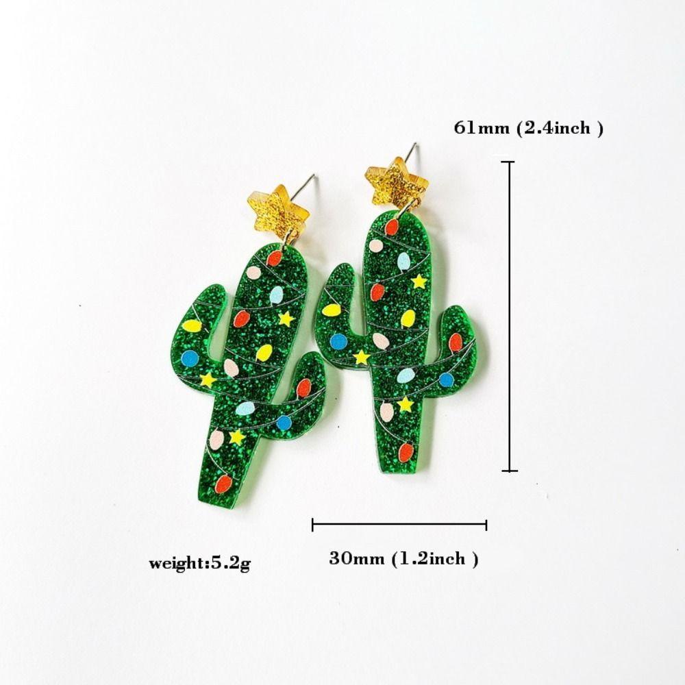 NEEDWAY Needway Anting Natal Trendi Llama Dinosaurus Kaktus Hadiah Tahun Baru Anting Liontin