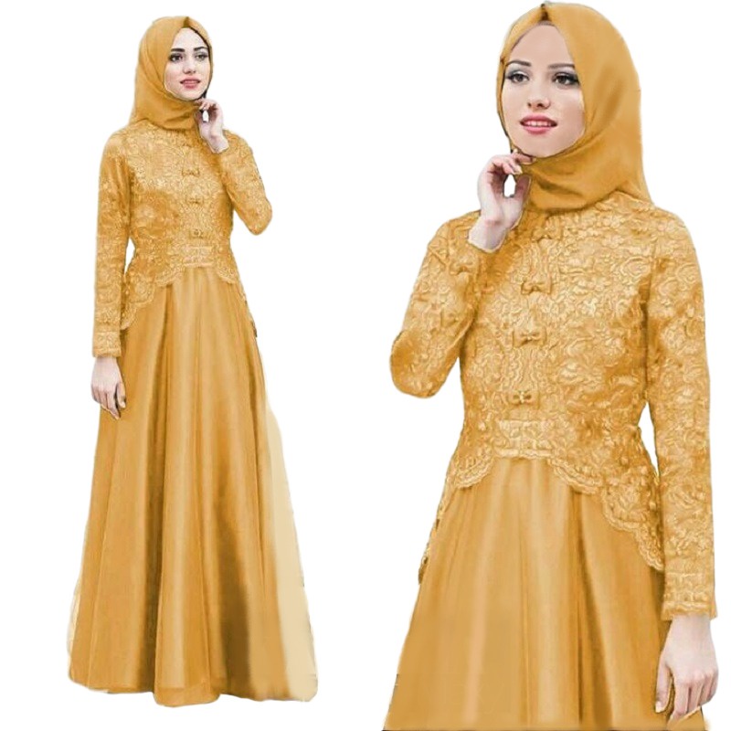 HAN FASHION [COD] - KAELLA MAXY  GAMIS BRUKAT MODEREN / GAUN PESTA MUSLIMAH /DRESS BROKAT TERBARU