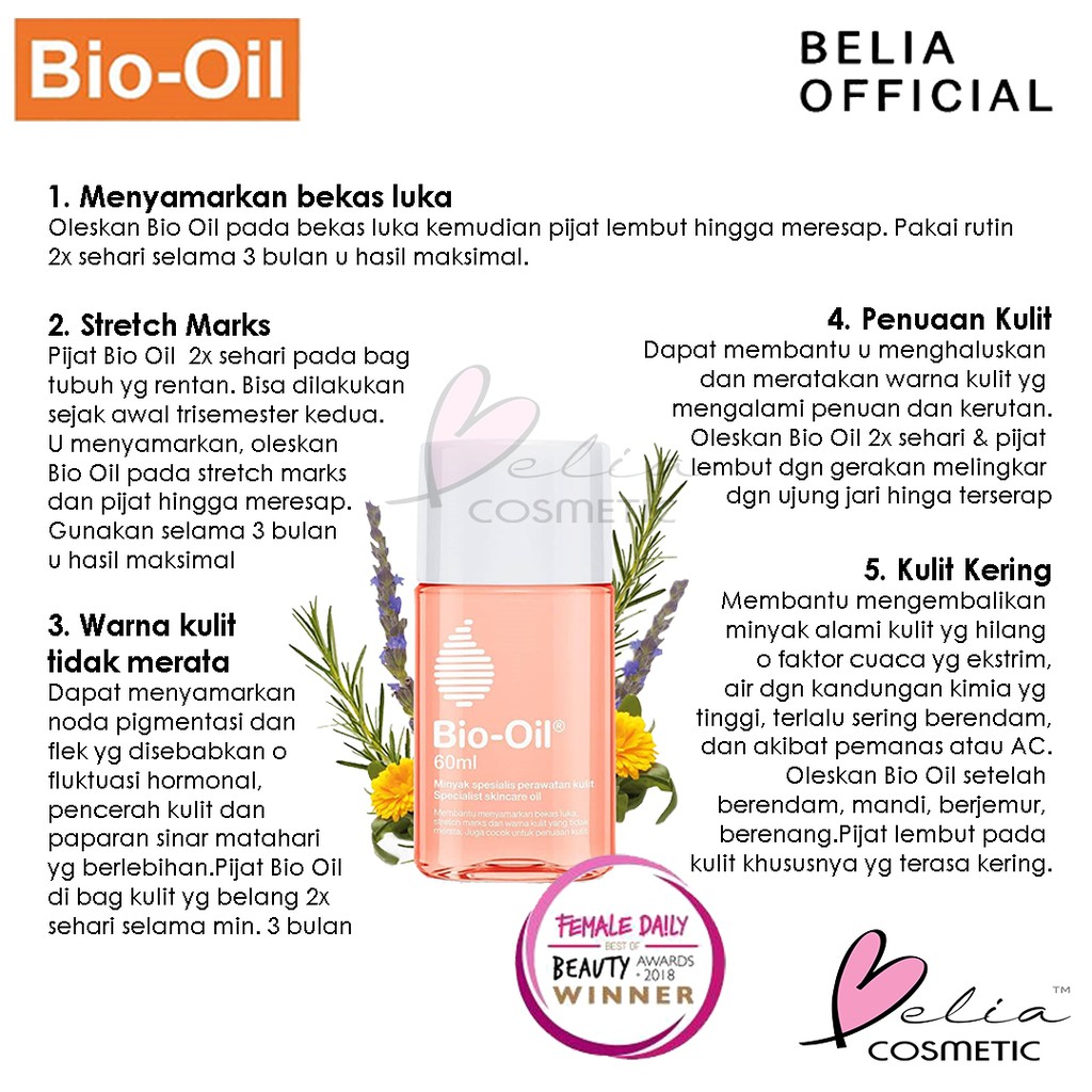 ❤ BELIA ❤ Bio Oil 25 | 60 | 125 | 200 (✔️BPOM)  DRY GEL Penghilang Bekas Luka ANTI SCAR &amp; Stretchmark &amp; Selulit [ BIOOIL ]