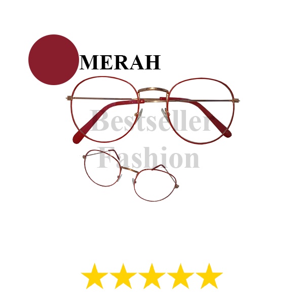 (COD) Kacamata Fashion Korea Frame OVAL Kacamata Anti Radiasi Metal Transparant Kacamata Anti Radiasi Metal Gaya Retro Unisex Glassess NO CASE