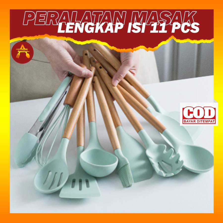 Peralatan Perlengkapan Masak Sepatula Set Silikon Lengkap Sodet Silicone Sotil Spatula Silikon Tahan Panas Sutil Silikon Set Tahan Panas