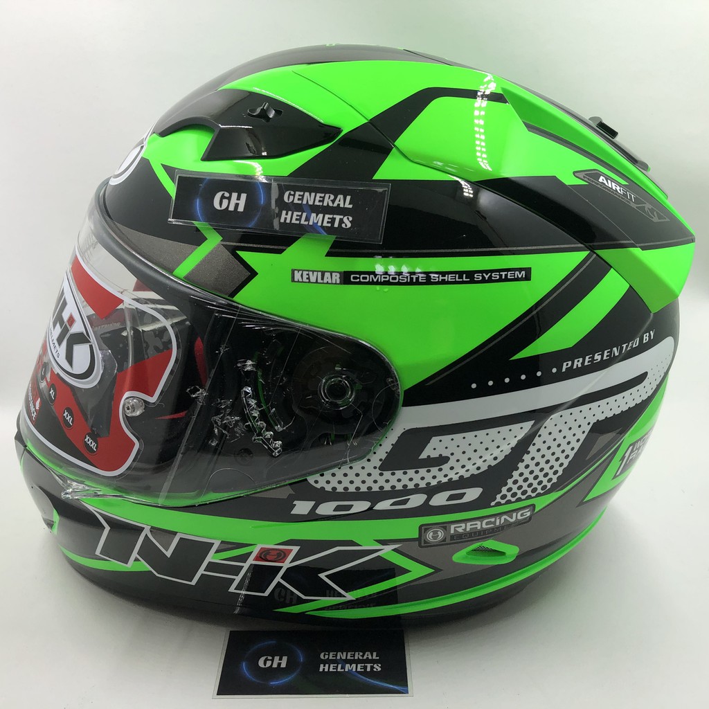 Helm NHK GP 1000 GP1000 Motif Star Green Fluorecent Silver Hijau Flo Perak