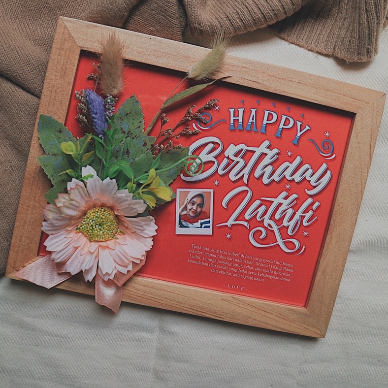 Frame decoration 6R - Lettering Dried Flowers in Frame