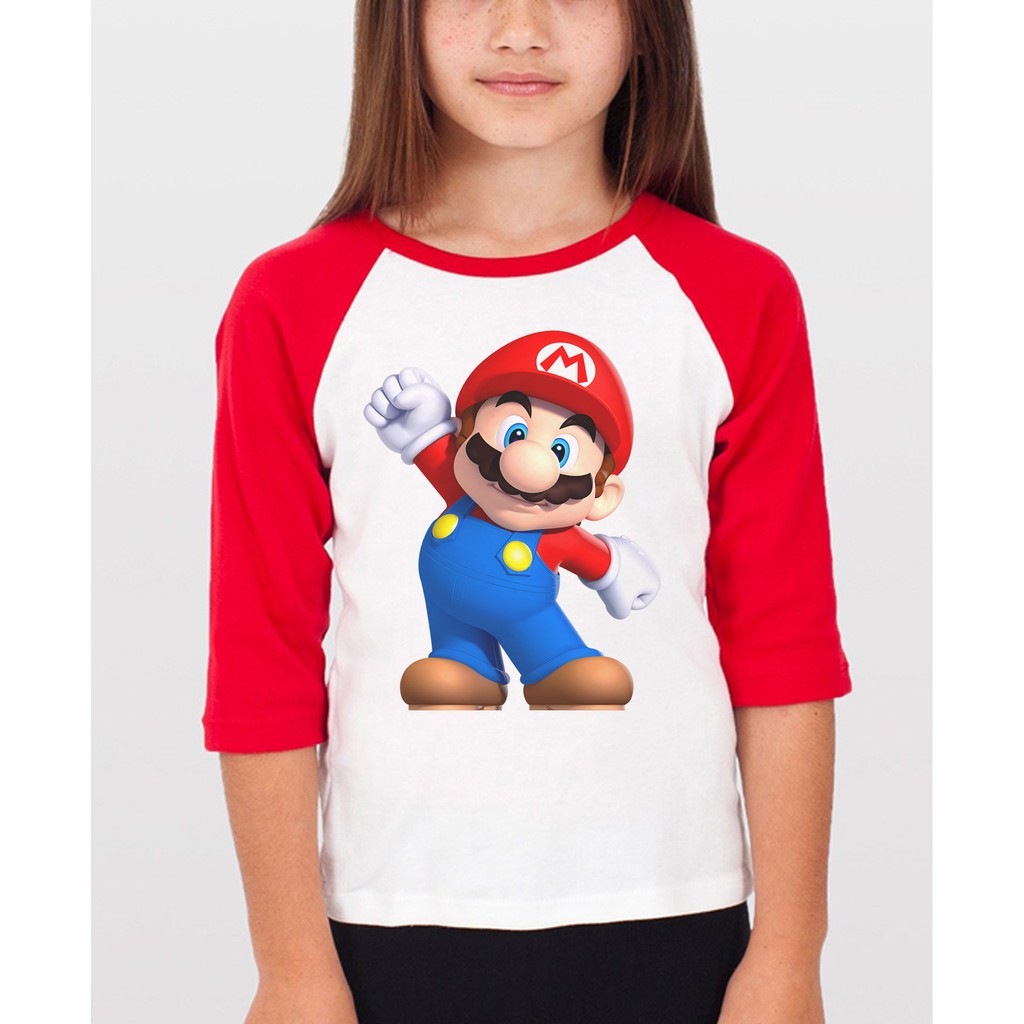 Kaos Super mario kaos raglan anak A207