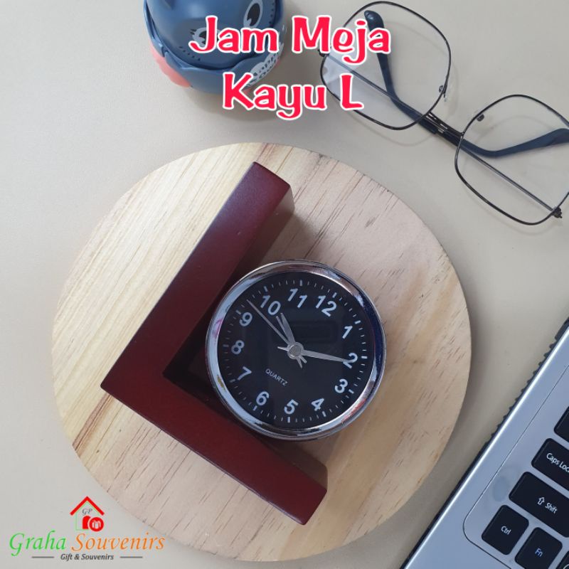 Jam Meja Kayu L | Jam Meja Kayu Analog