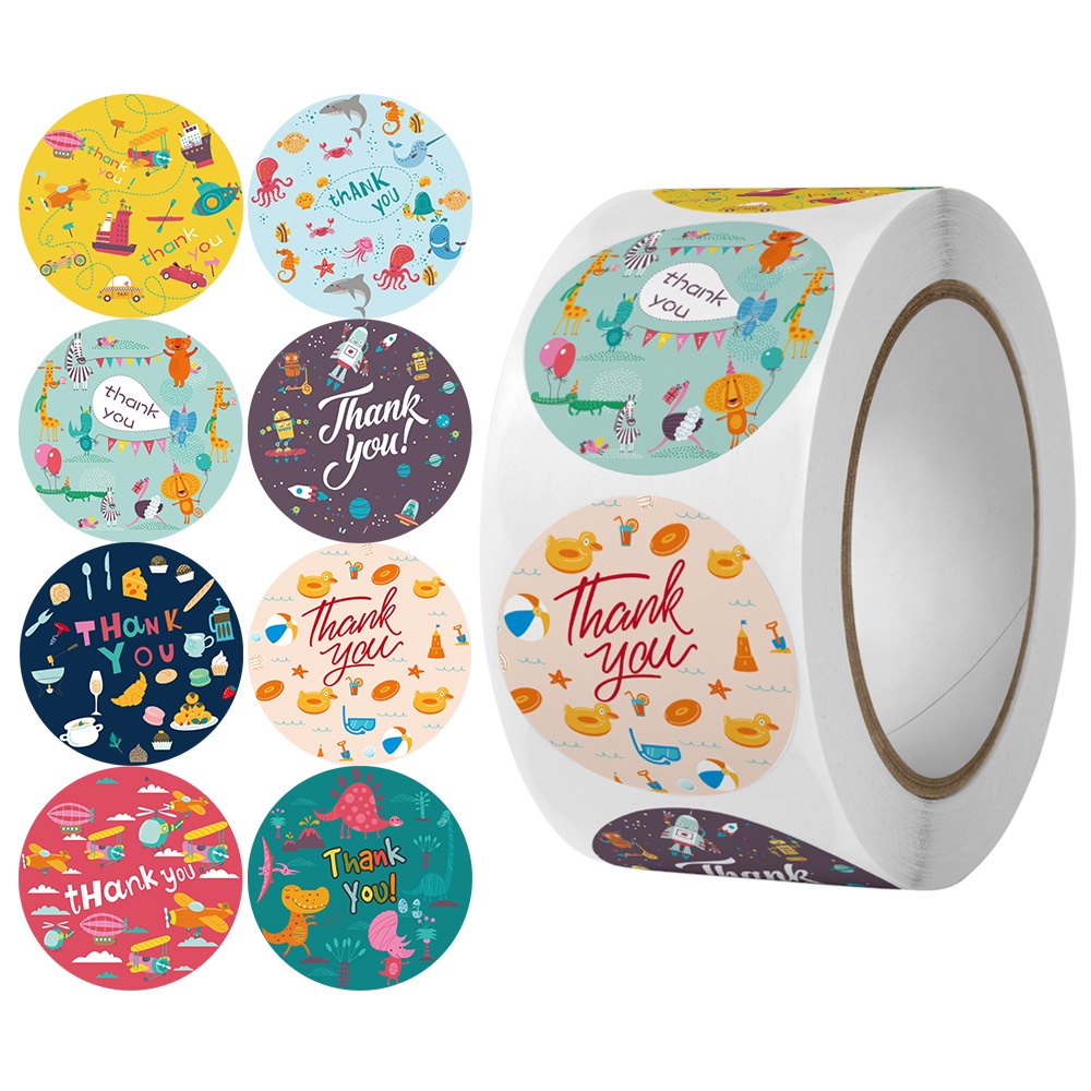 

50pcs Thank You Sticker Cute Dino & Toys Stiker Terima Kasih untuk Online Shop Packing Label Sticker Packaging Seal Segel