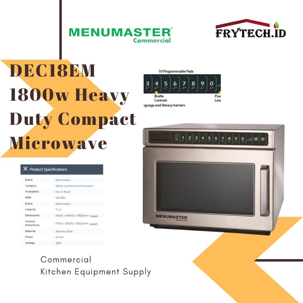 MICROWAVE OVEN, MENUMASTER DEC18M