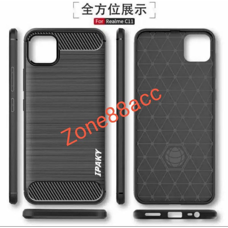 Ipaky Realme C11 Silicon Case Softcase Carbon Casing Cover TPU