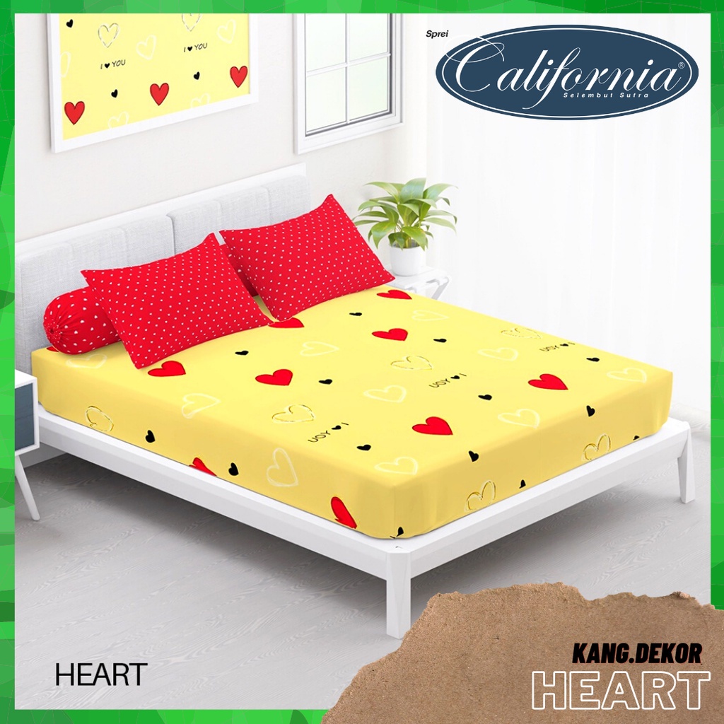 SPREI CALIFORNIA MOTIF HEART QUEEN KING SINGLE SIZE 160X200 180X200 120X200 SPREI NO 1 2 3 MURAH SEP