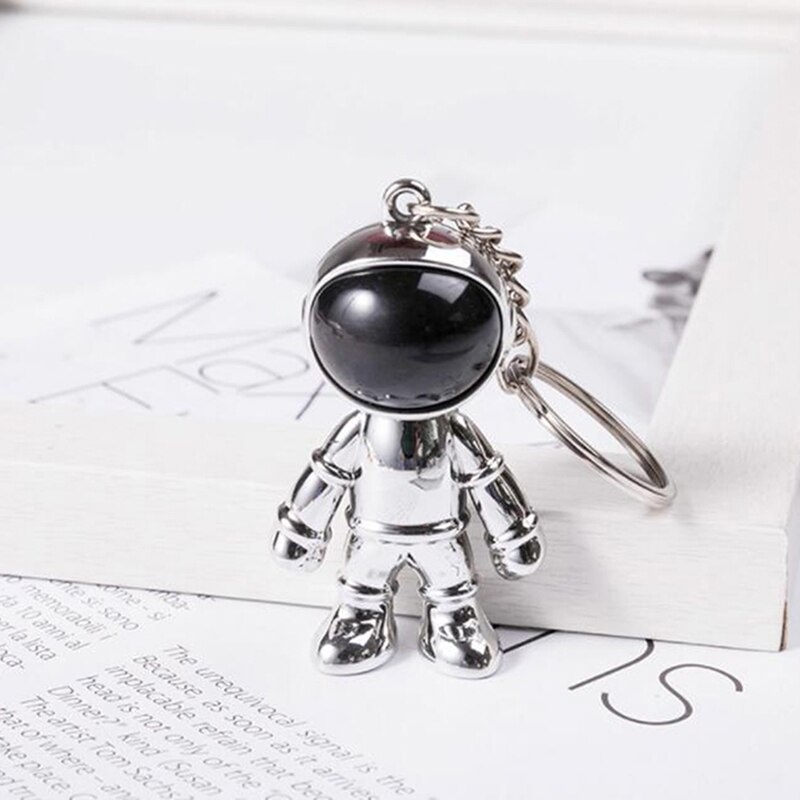 Handmade 3D Astronaut Spaceman Keychain Alloy Gift for Boy Friend Lanyard Key Ring Handbag Pendant