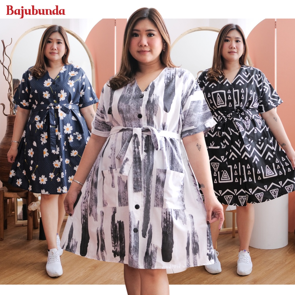 LD 120 DRESS BIG SIZE WANITA BAJU JUMBO BAJUBUNDA MIRMO