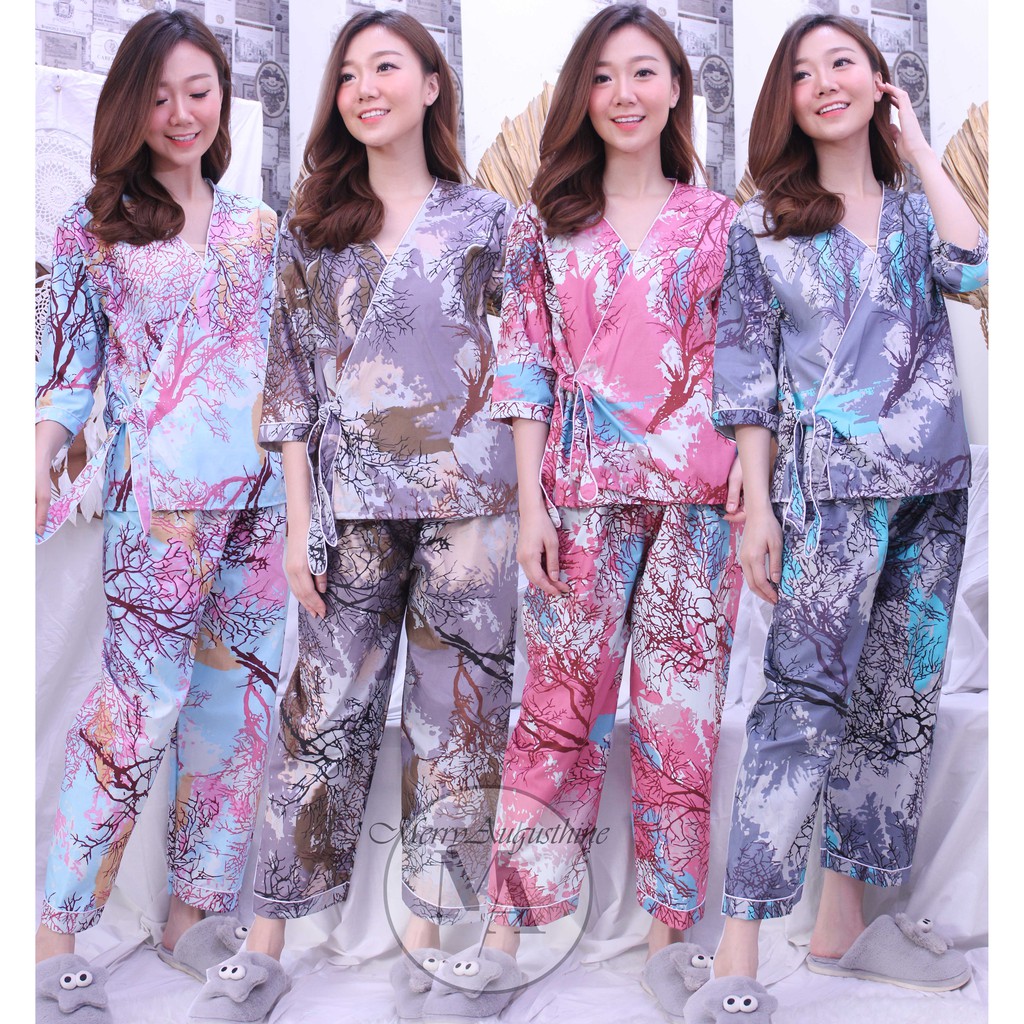 Piyama Kimono Baju Tidur Motif Okhishop Shopee Indonesia