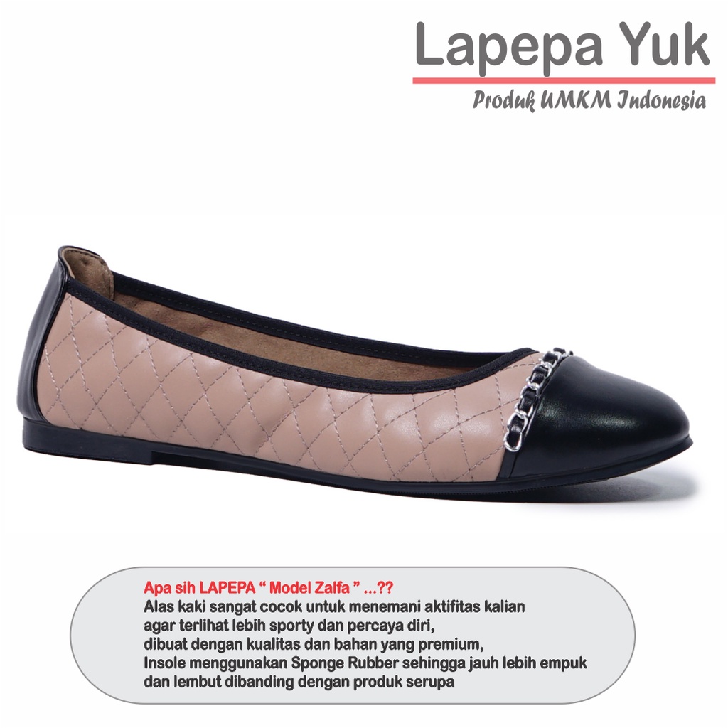 LAPEPA YUK - Sepatu Flat Shoes Wanita ZALFA Untuk Kerja kantor Spatu Flatshoes Kasual Cewek Kuliahan Jalan Santai Casual Empuk Nyaman Slop Lancip Warna Mocca Coksu Brown Cokelat SOft Selop Premium Original Kekinian Terbaru Shoes ORI Mall Official Store