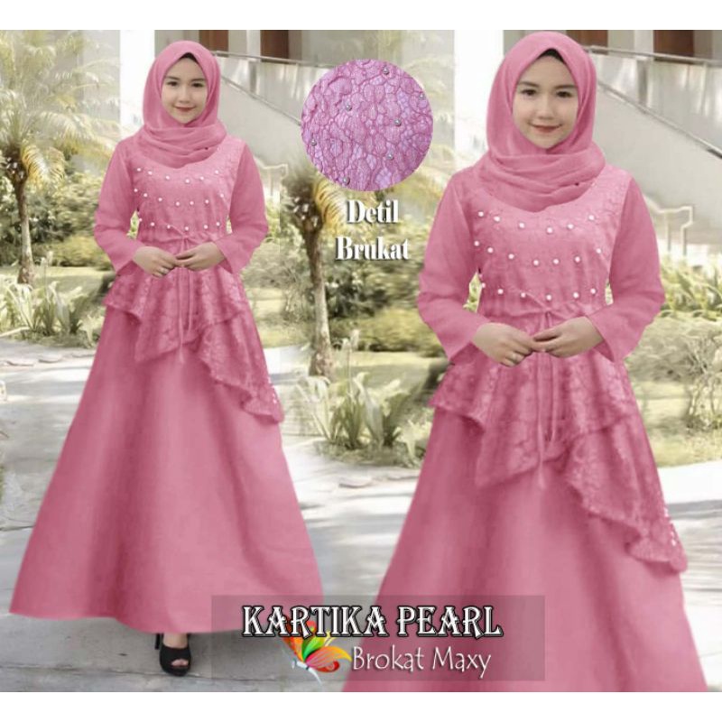 MAXY KARTIKA MUTIARA, BRUKAT GAMIS MUSLIM, MOSCREPE, MAXY DRESS