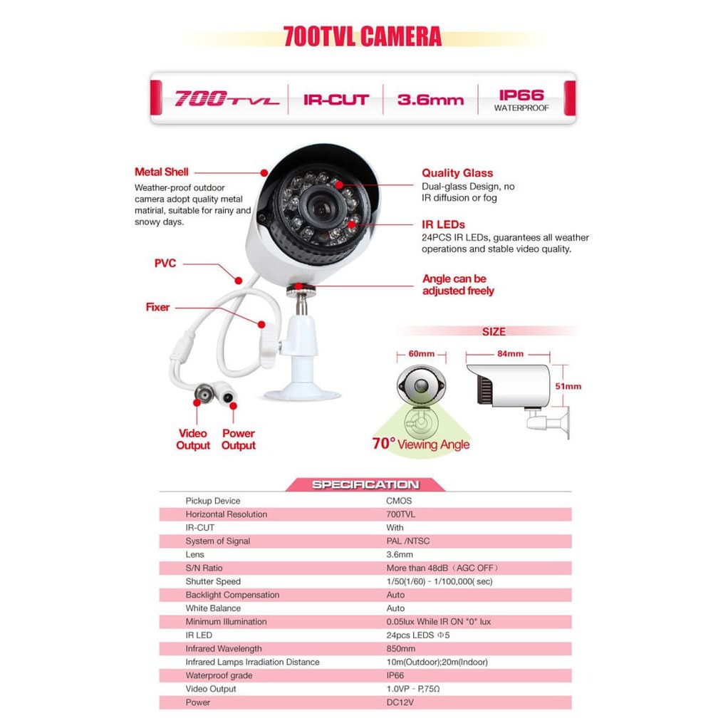 COD/Bayar di Tempat] Paket Komplit Kamera CCTV Nordic Equip 4CH 700TVL 1080P