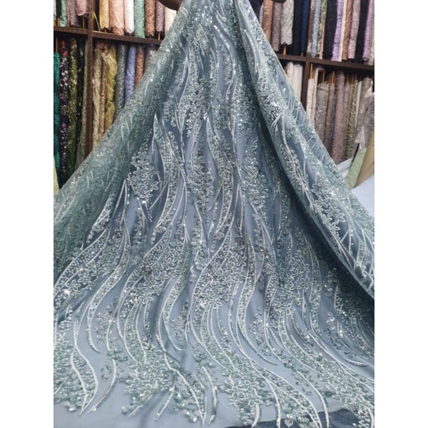 BAHAN TILE TULLE PAYET KOREA METERAN KAIN KEBAYA PAYET