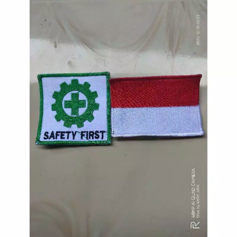 BAJU SAFETY/PROYEK/KERJA KOMBINASI LENGAN PANJANG +BED K3+ BENDERA (AMRY JAYA SURABAYA)