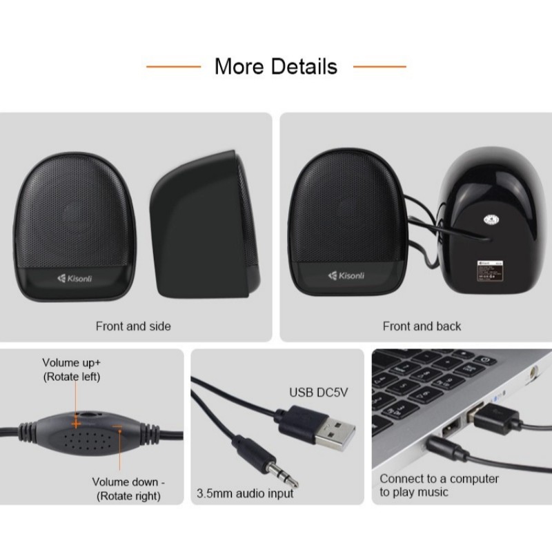 Speaker Mini Portablel Aux 3.5mm Speaker Aktif Komputer Laptop KS-08 - XOBOX