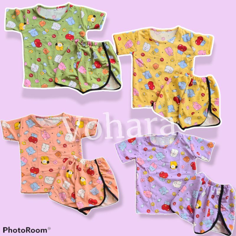 Setelan Anak 2-7 Tahun BTS BOBA SERIES (baju pendek celana pendek)