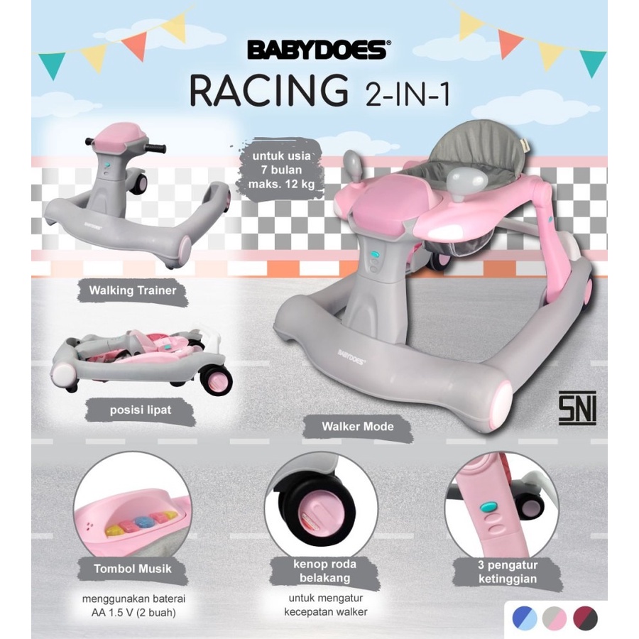 Babydoes Racing 2 in 1 Baby Walker