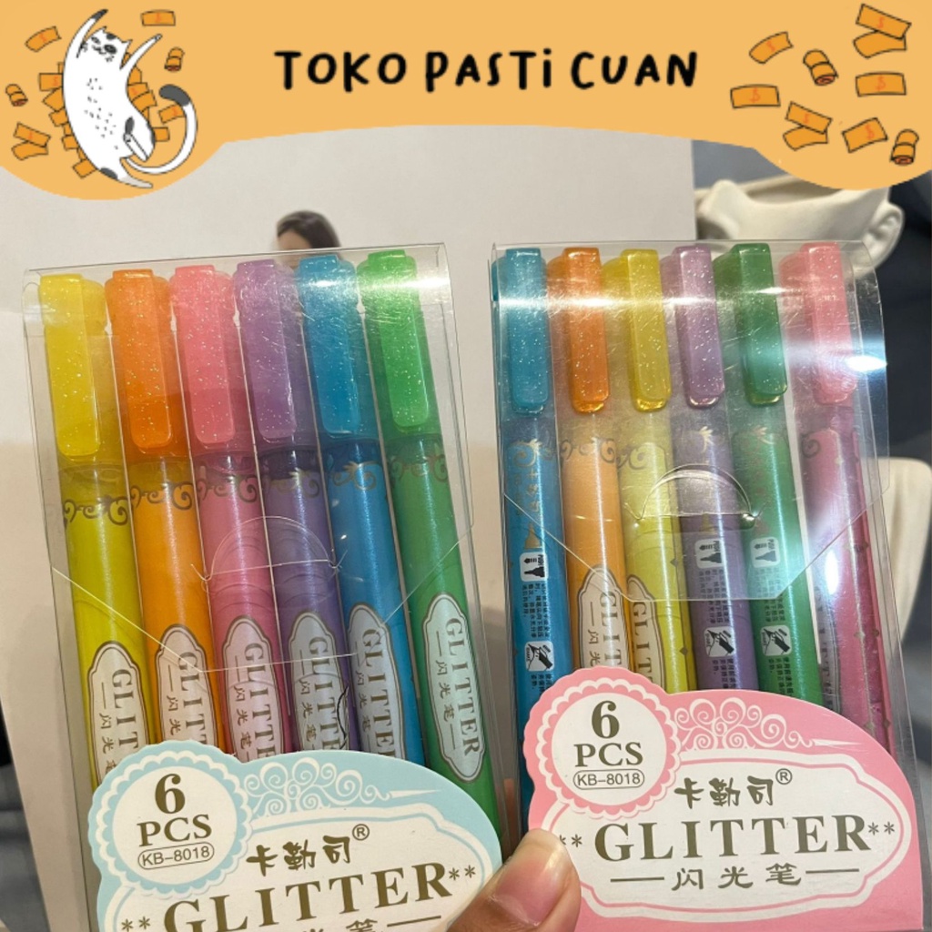

stabilo highligter glitter (1 set) keperluan sekolah anak warna warni stabilo import lucu imut elegan bisa COD termurah