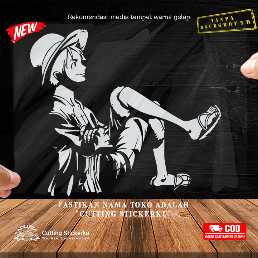 Cutting Stiker Luffy Sitting Variasi Motor Mobil Sticker Timbul Keren Nyala Dasbor Spakbor Visor Body Kaca Helm Laptop Hologram Reflective Tahan Air Mio Bajak Laut Legend Bodi Samping Nama Serial Scoopy Vario Beat Kartun Vespa Jepang Anime One Piece