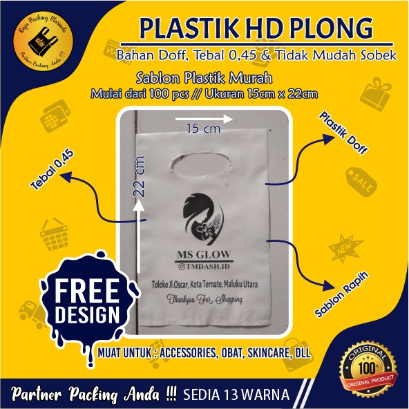 Plastik Sablon Packing Olshop HD Plong Uk 15x22 Tebal 0, 45 Free Desain / Sablon Plastik / Plastik o