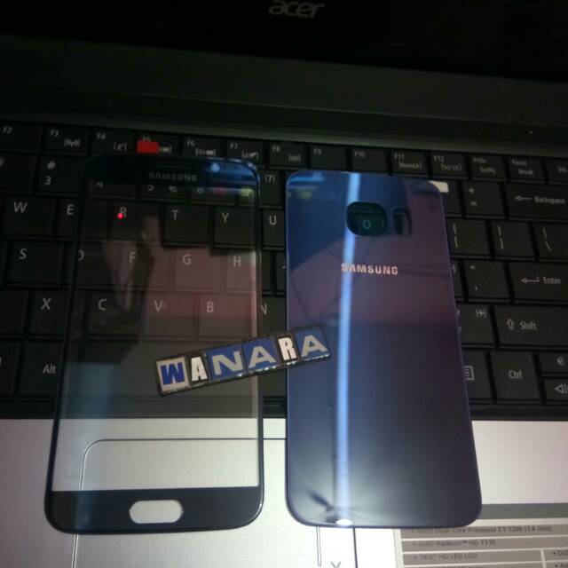 Back door backdoor dan kaca lcd depan samsung S6 flat G920 original drak blue