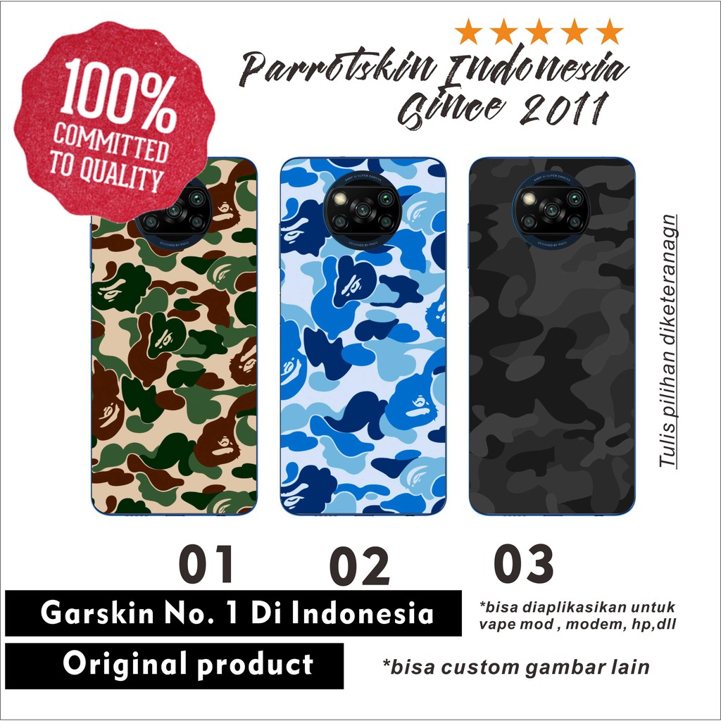 Garskin Skin Xiaomi Poco X3 NFC Bape Camo army Style anti gores &amp; jamur include lens protector