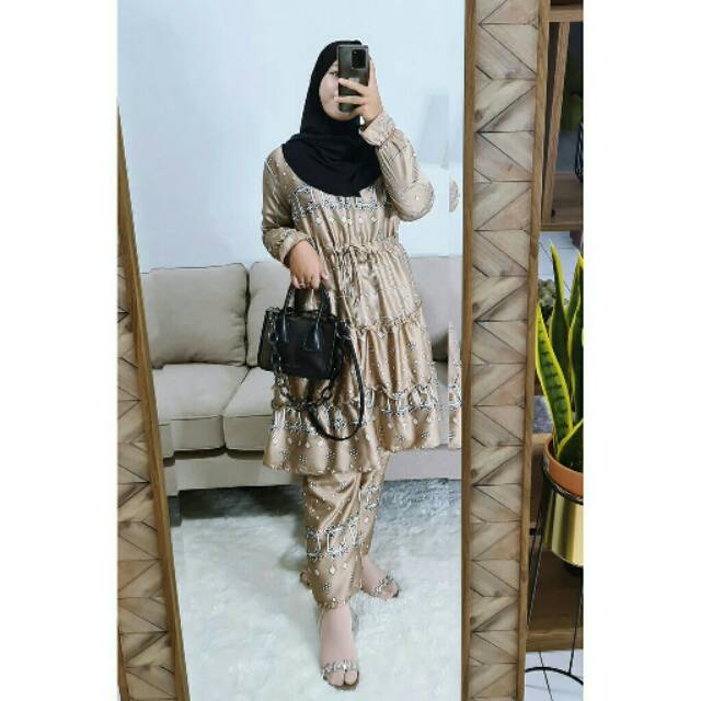 QRC - TUNIK ONE SET / SETELAN BAJU + CELANA / MAXMARA OUTFIT