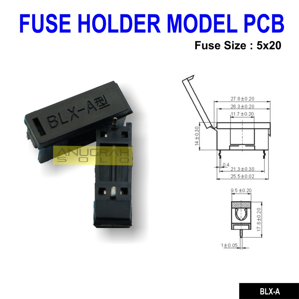 Fuse Holder PCB Kotak Sekring Sekering Glass Kaca 5x20 BLX-A