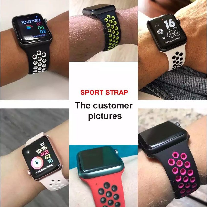 Apple Watch Band 7 6 SE 5 4 3 2 1 Silikon Bernapas Seri 41mm 45mm 38mm 40mm 42mm 44mm
