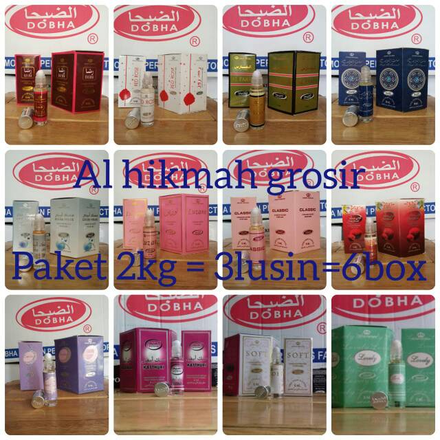 Terlaris parfum 6ml DOBHA( paket 2kg=3lusin=6box)