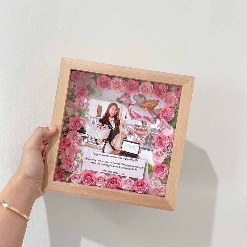 Jual 3D Paper Flower Frame | Bingkai 3D Hadiah Wisuda | Frame Hadiah