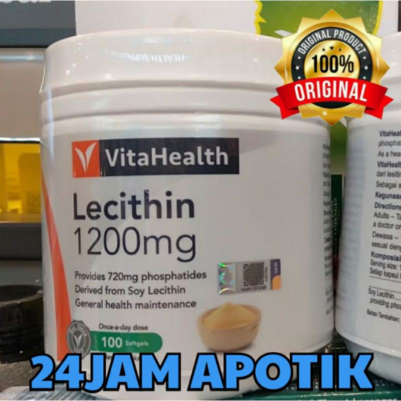 Vitahealth Lecithin 1200mg Soy Lechitin 100'softgels Made In Canada Membakar Lemak Perut n Paha