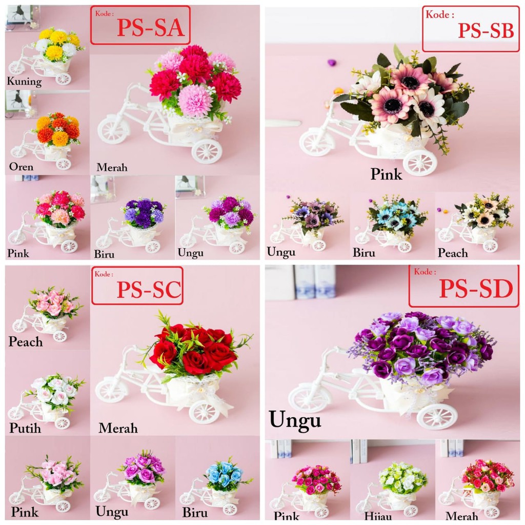Sepeda Bunga dekorasi Bunga plastik-1