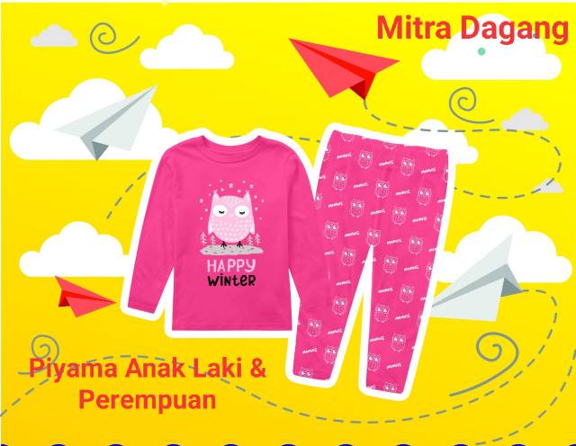 Baju Setelan Anak / Piyama Anak Lucu Motif Burung Hantu