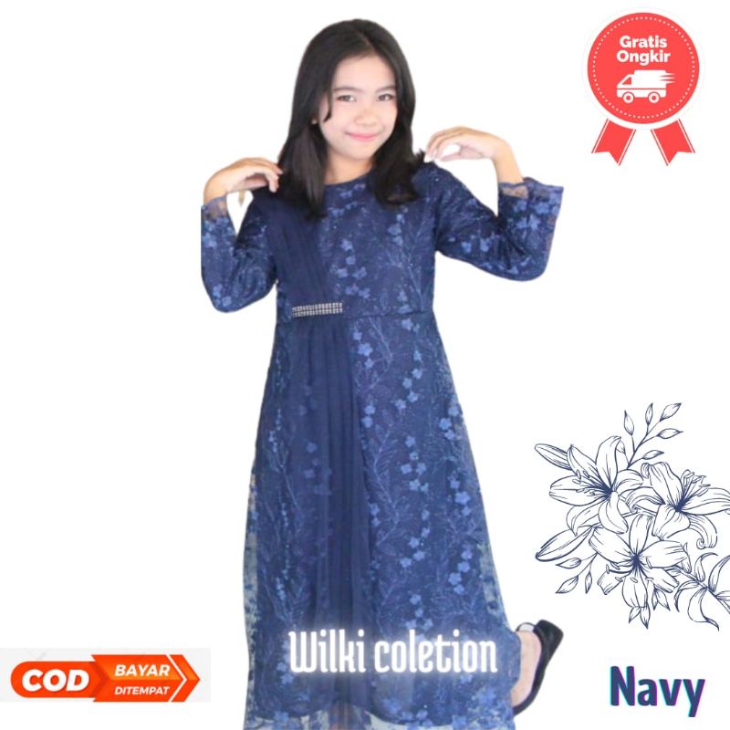 Dress Kebaya Brokat Anak Perempuan Modern  Selendang  Usia 12 Tahun