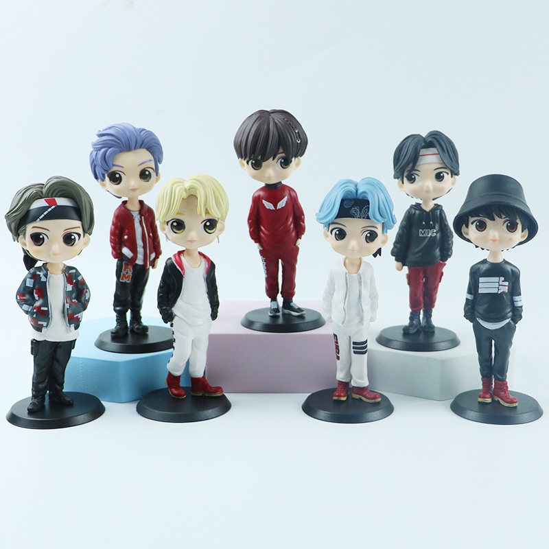 7pcs Mainan Boneka Action Figure KPOP Kawaii Star TOP Group Bangtan Boys Bahan PVC Ukuran 15cm Untuk Hadiah