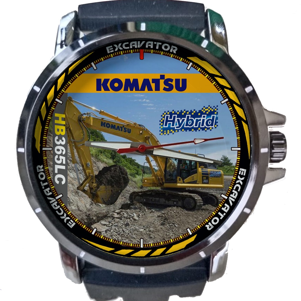 KOMATSU HB365LC art 3 Excavator Jam Tangan Pria Background STIKER DOANG Custom Gambar Logo Nama