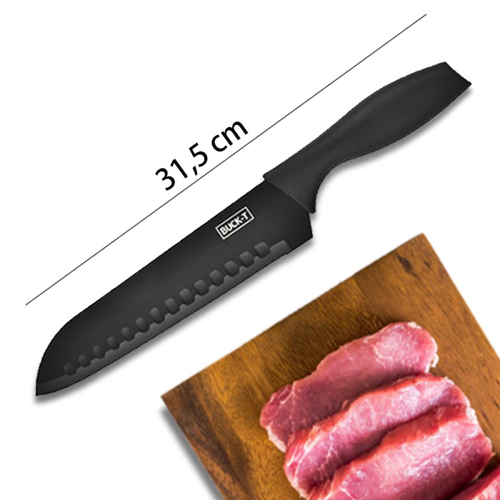 (1KG) SHENAR PISAU DAPUR BUCK-I / PISAU HITAM / KNIFE PREMIUM / PISAU DAPUR STAINLESS STEEL / PISAU ANTI KARAT