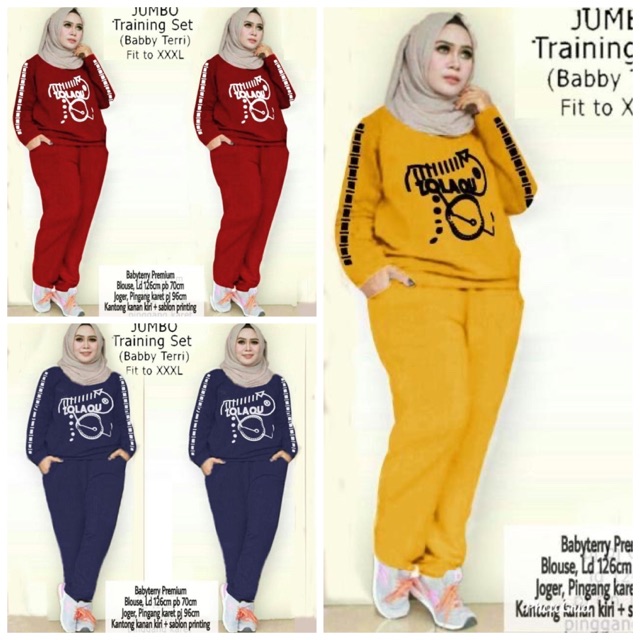 ZR Jombo training set / Stelan Jogger wanita Jumbo / Stelan Big Size