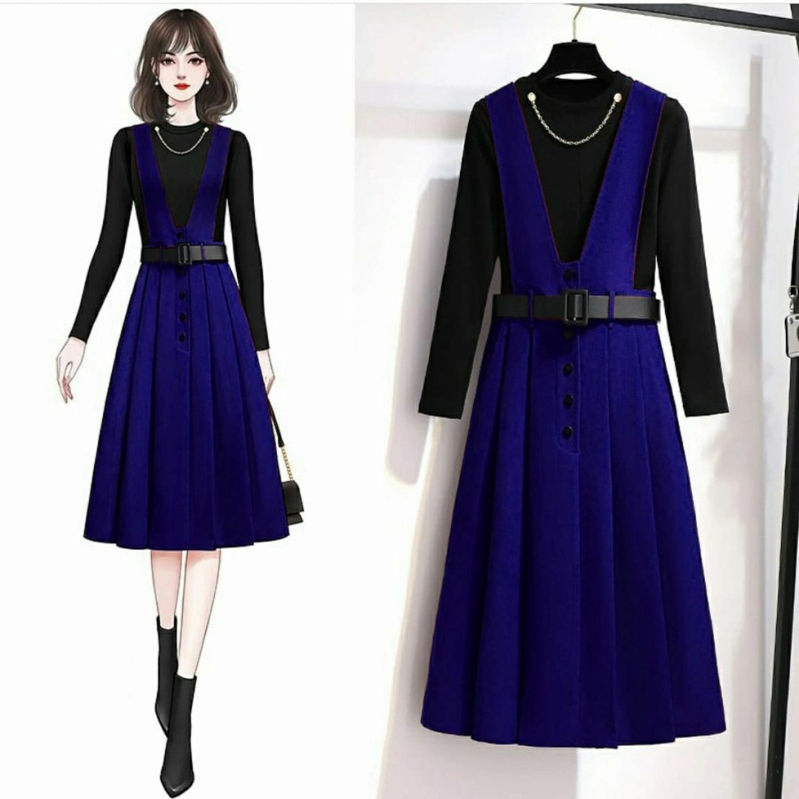 Baju Dress Wanita Korea Fashion Set 3in1 Fiola Ld 100