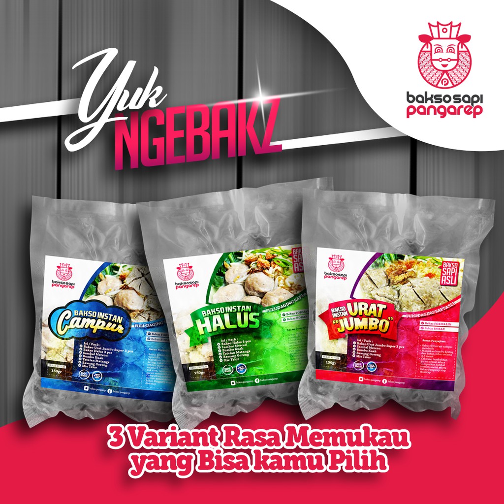 

Bakso instan PANGAREP komplit sambal tetelan bumbu kuah