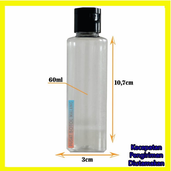 Botol Fliptop 60ml RF fliptop ( hitam natural )