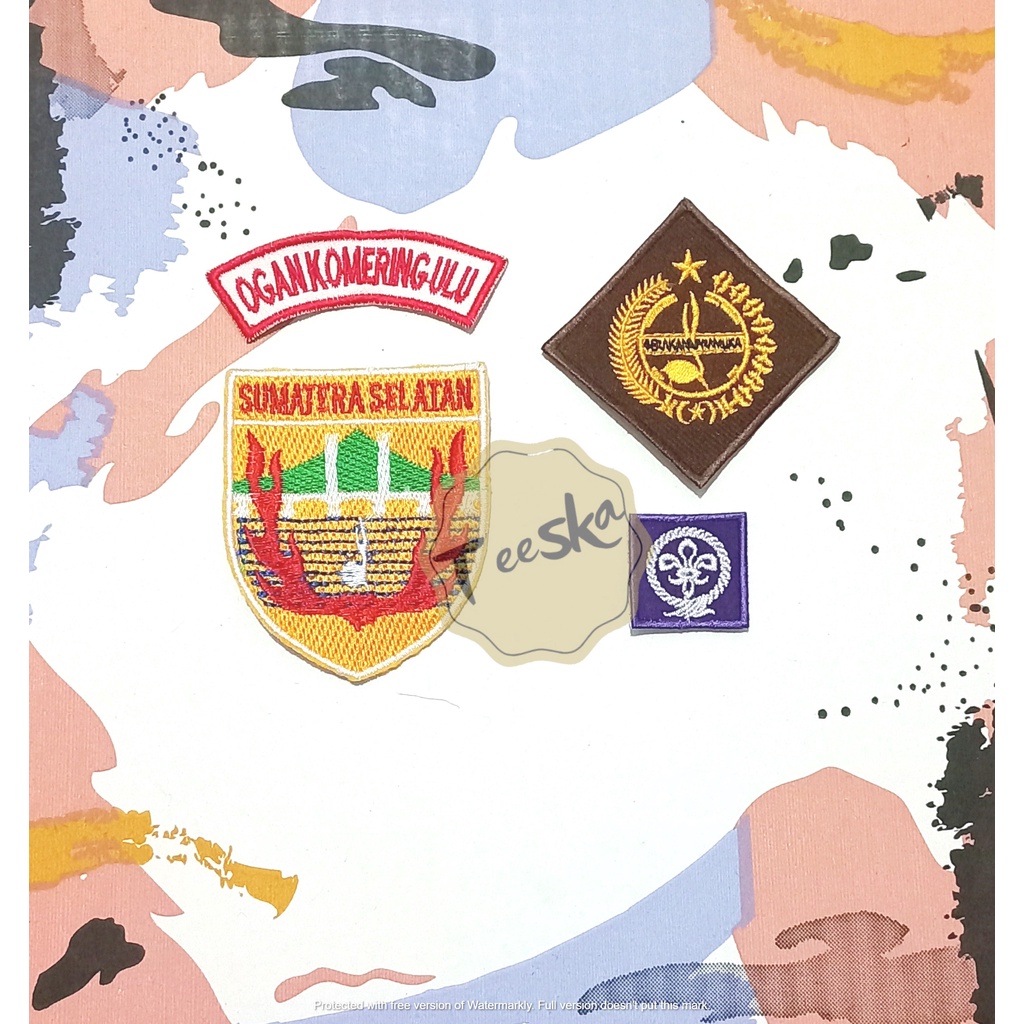 Set Atribut  Seragam Pramuka Logo Tunas Kelapa dan Wosm, Logo Kwartir Daerah ( Kwarda )Sumatera Sela