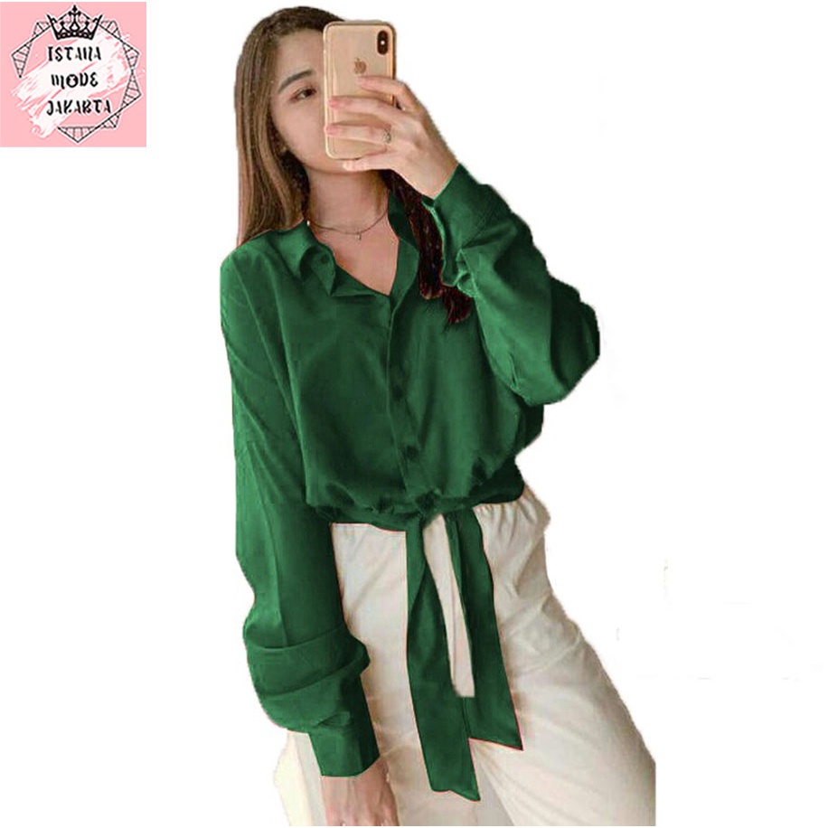 ISTANA MODE JAKARTA Miami Baju Atasan Wanita Lengan Panjang Kemeja Wanita Moscrepe-3