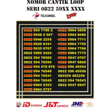 NOMOR TELKOMSEL LOOP 4G  SIM SERI 0822 59XX XXXX