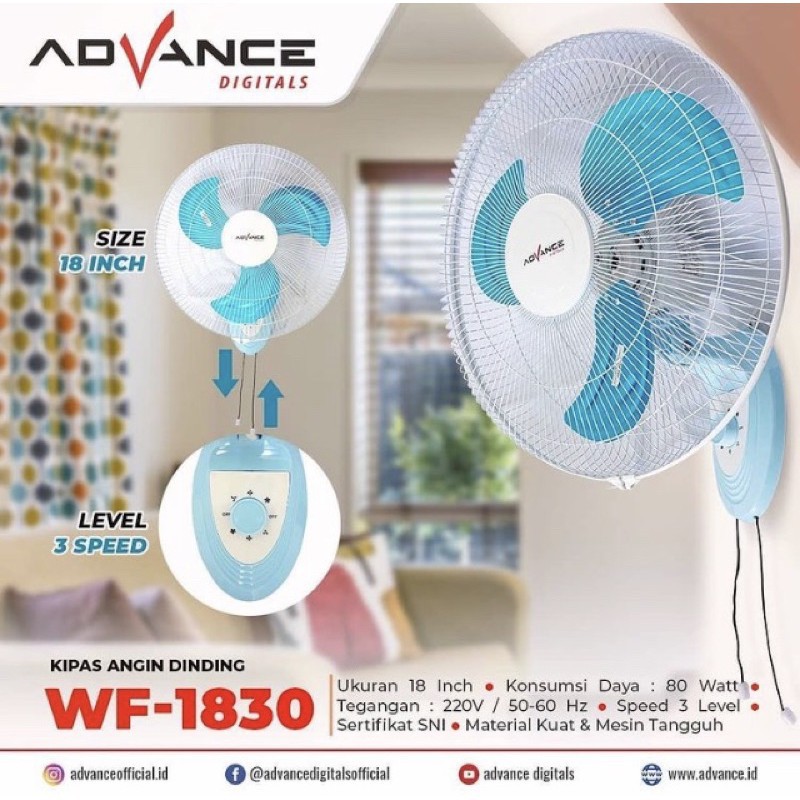 (PENGIRIMAN KHUSUS JNT/JNE/EKSPEDISI) Kipas Dinding Advance 18 inch 1830