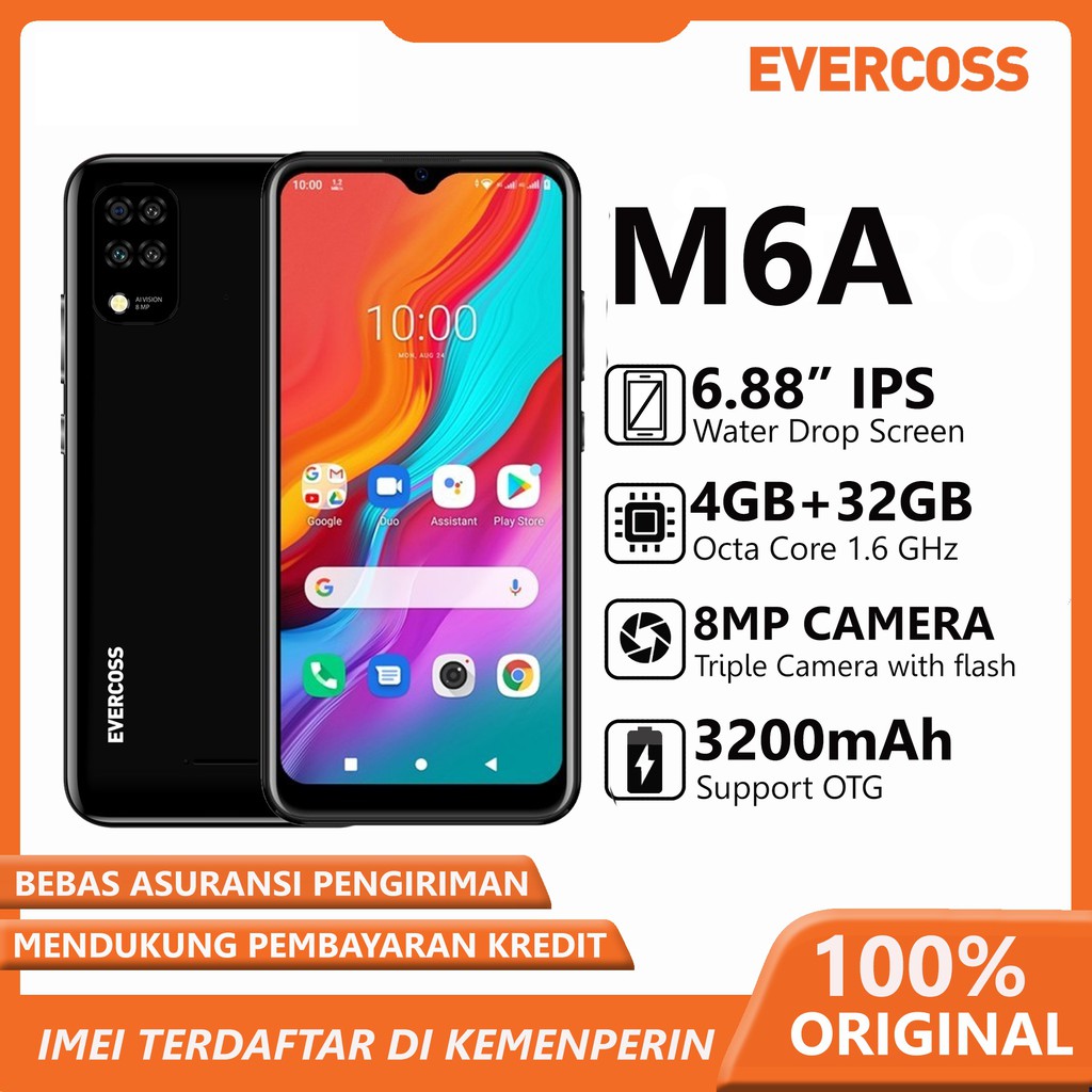 EVERCOSS M6A RAM 4GB ROM 32GB GARANSI RESMI 1 TAHUN